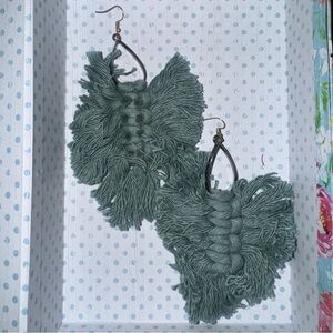 Handcrafted Green Fringe Earrings